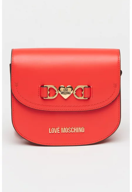 Кожена чанта през рамо с еко кожа - Яркорозово