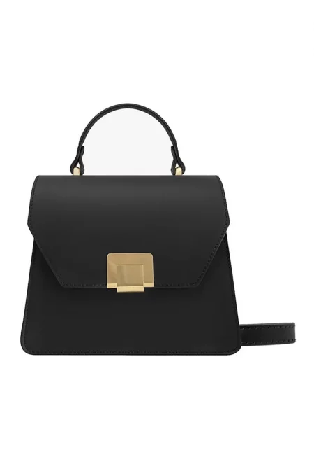 Кожена чанта през рамо с регулируема презрамка - Черен