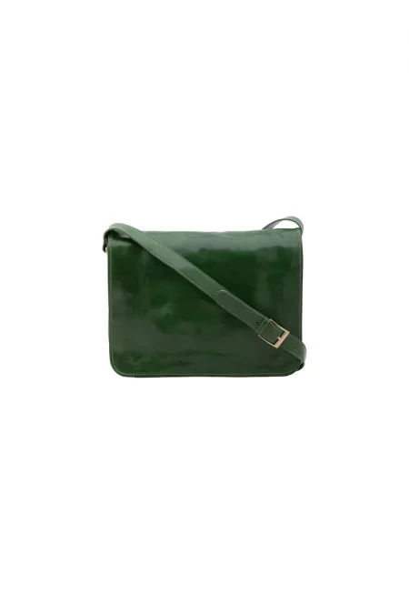 Кожена чанта през рамо - Зелен