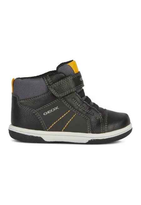 Кожени спортни обувки с велрко - Черен/Жълт