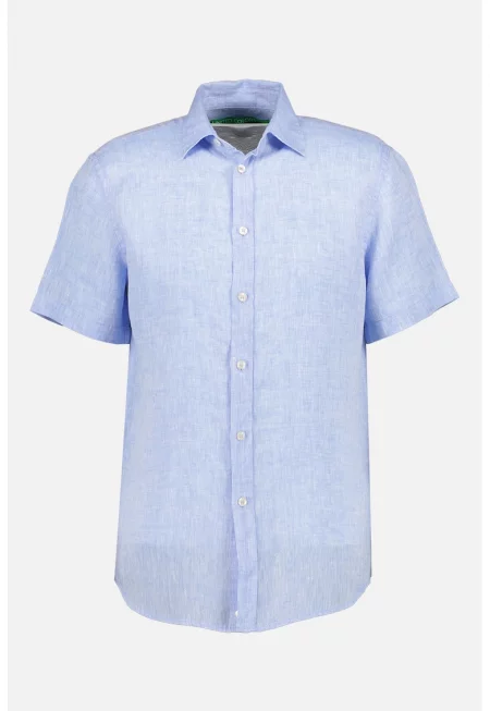 Лелена риза с къси ръкави - Светлосин меланж