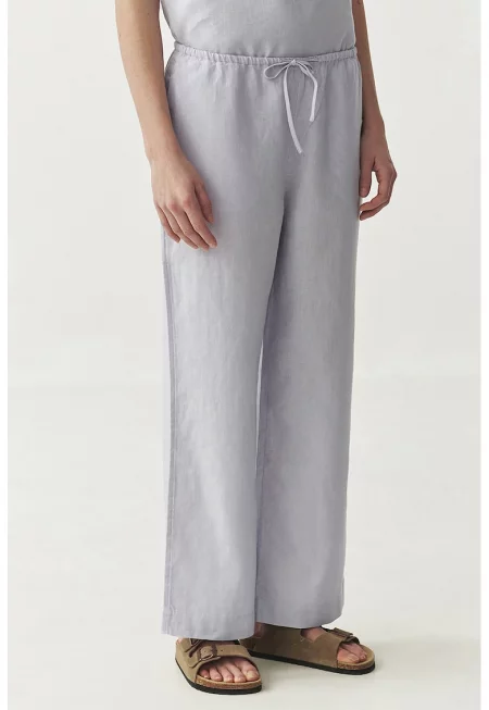Ленен панталон Canela с връзка - Ледено синьо