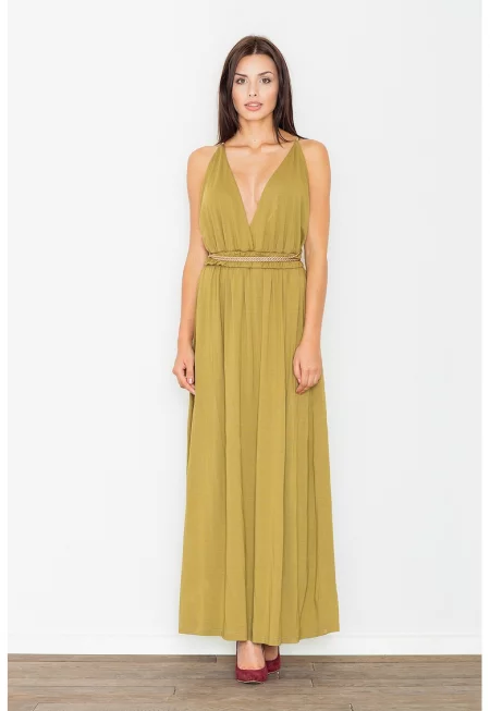 Макси рокля  M483 - зелена - вискоза