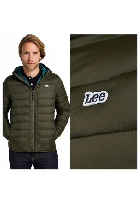 Мъжко яке -  Light Puffer Jacket - Regular Fit - Класически дизайн - Без качулка - Цип - Памук - S INTL - Зелено