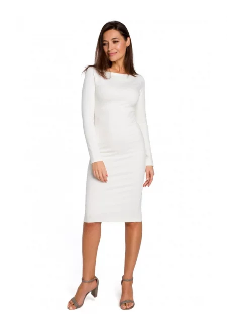 Миди рокля по тялото -  полиестер/памук