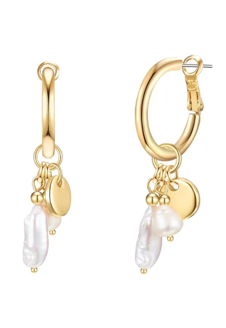 Обеци тип халки с покритие от 14K злато - Златист