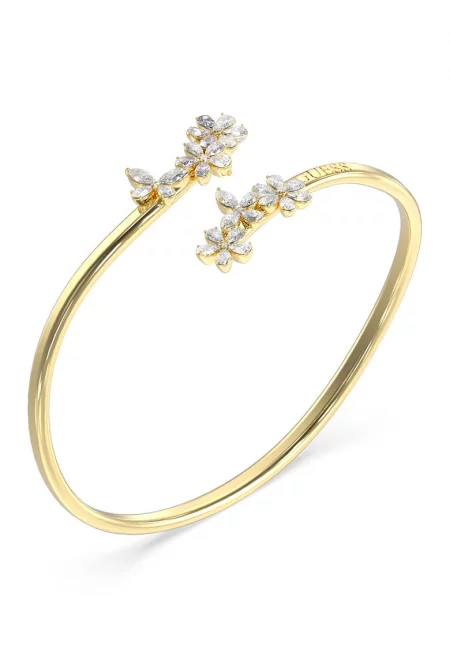 Отворена гривна от неръждаема стомана - Златист/Прозрачен