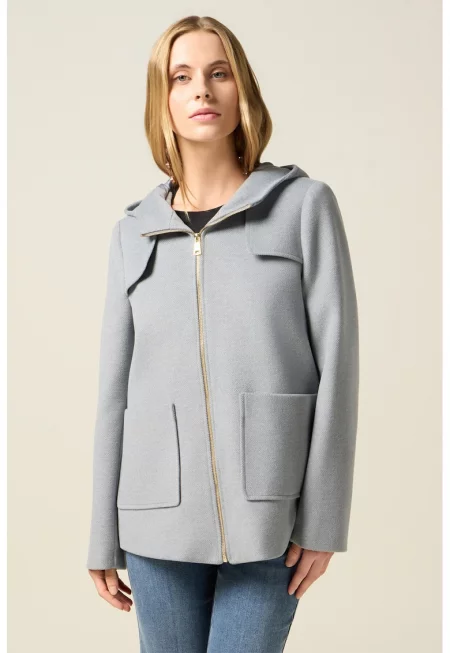 Палто с цип и пришити джобове