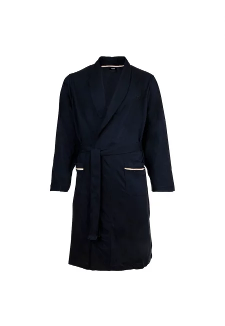 Памучен халат за баня с връзка - Син