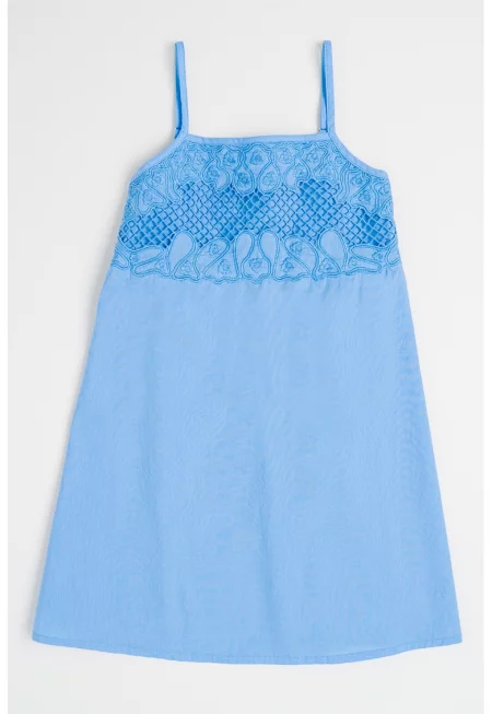 Памучена рокля с квадратно деколте