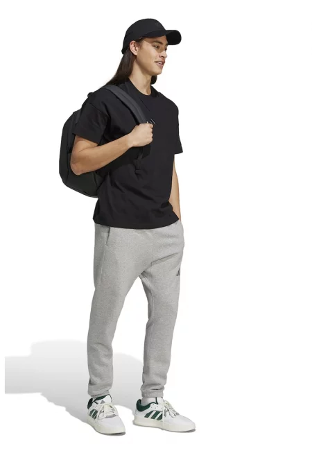 Памучна тениска с овално деколте - Черен