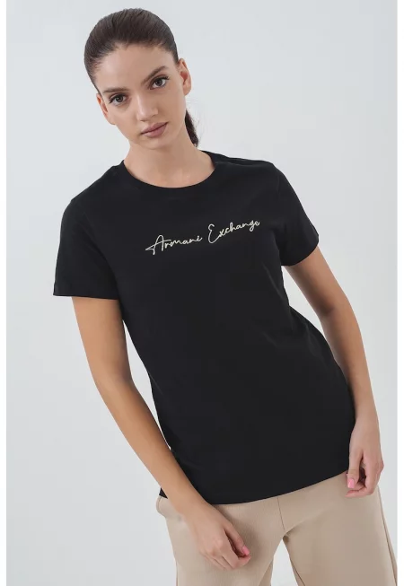 Памучна тениска с овално деколте