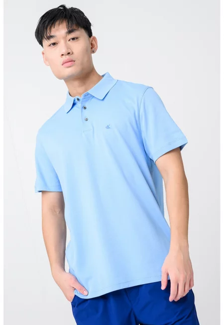 Памучна тениска с яка - Лавандула