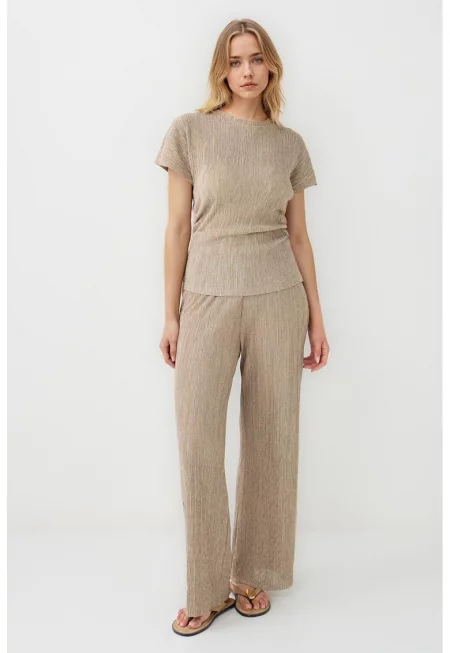 Панталон със стандартна кройка - Бежов