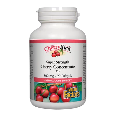 При подагра - Череша супер концентрат - CherryRich™ 500 mg, 90 софтгел капсули