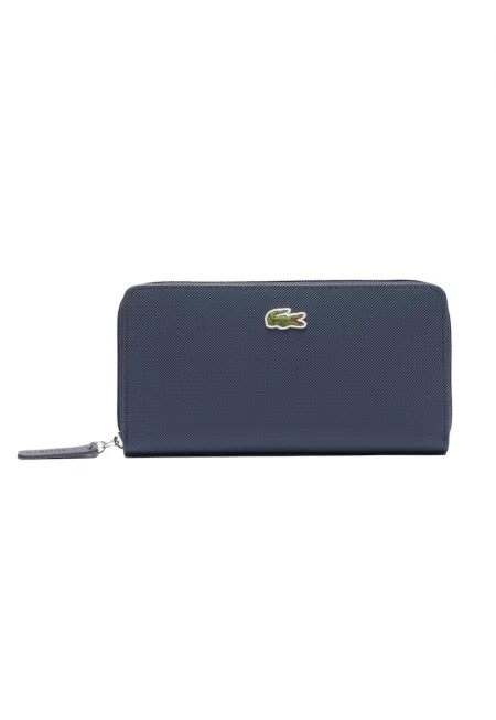 Релефно портмоне от еко кожа с лого - Тъмносин