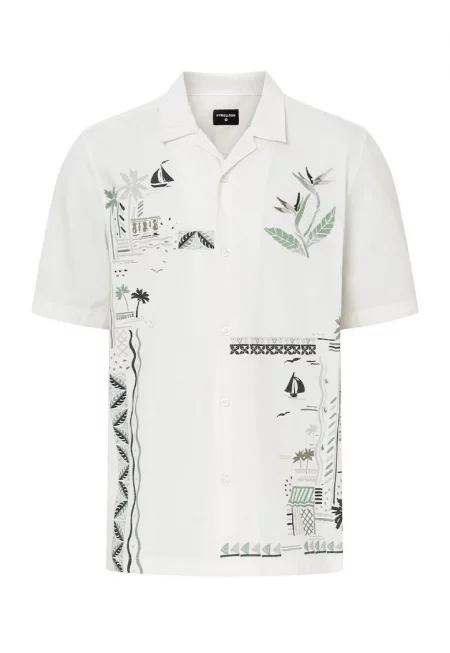 Риза овърсайз с принт на стенопис - Сив