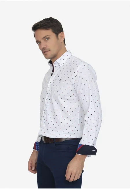 Риза с щампа и яка Oxford