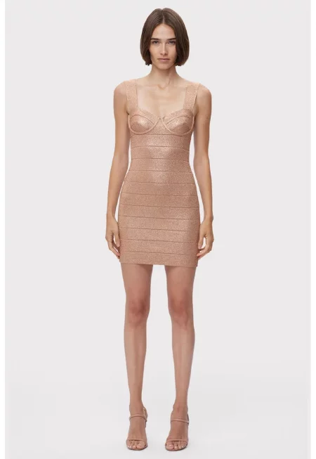 Rochie mini cu bretele groase - Розово