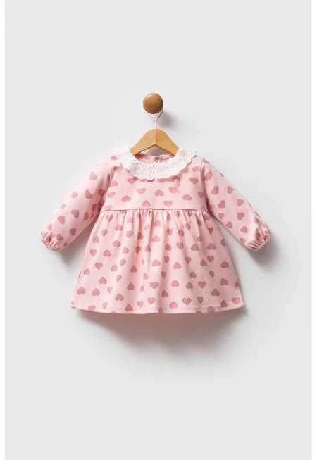 Рокля с десен - Светлорозов/Прашно розово