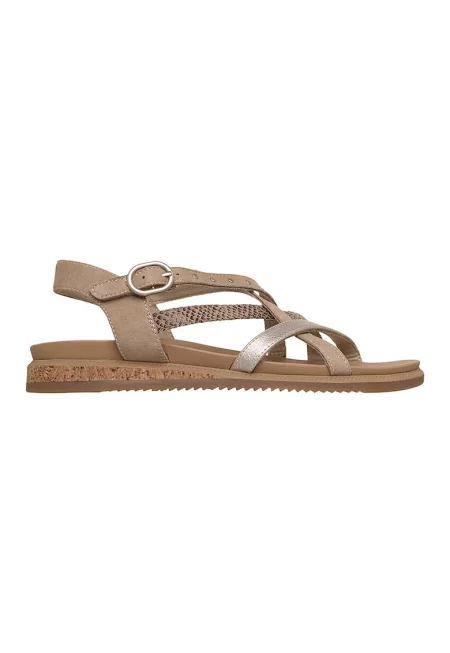Сандали Desert Kiss от еко кожа с каишки с тока - Сиво-кафяв/Карамел