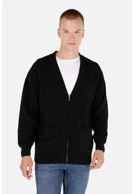 Шпиц жилетка с цип - Черен