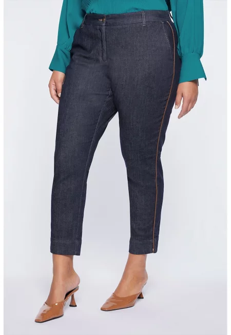 Скосени дънки над глезена - Тъмносин