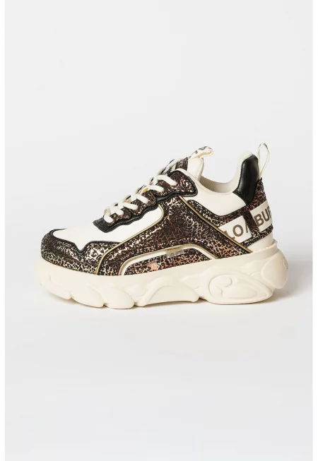 Скосени спортни обувки CLD Chai - Бял/Черен/Розово златисто