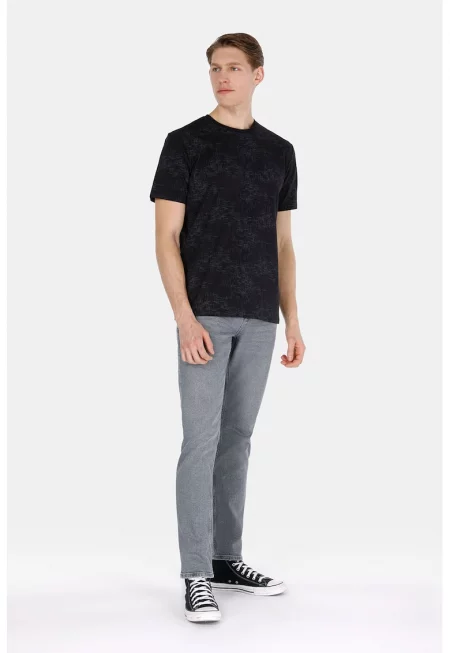 Слим дънки със средна талия - Сив