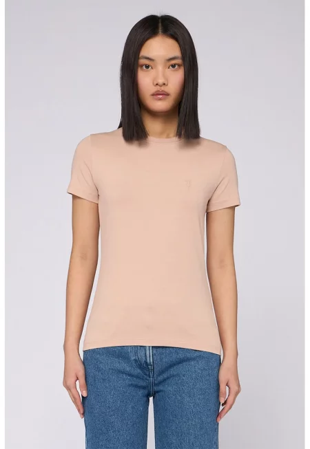 Слим тениска с овално деколте - Праскова