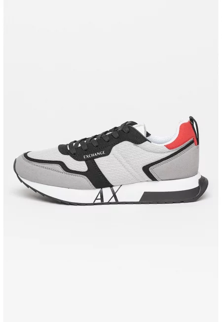 Спортни обувки с велур - Черен/Пепеляво сиво