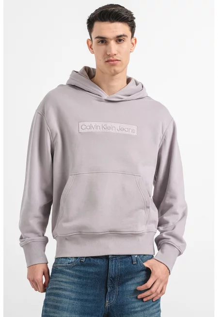 Суитшърт от органичен памук с лого - Светло сив