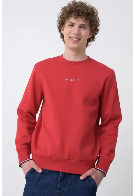 Суитшърт с лого - Аленочервен