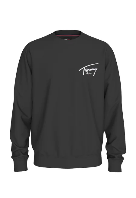 Суитшърт с овално деколте и лого - Бял/Черен