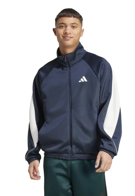 Суитшърт с цип и изправена яка Stadium - Бял/Въглен сиво