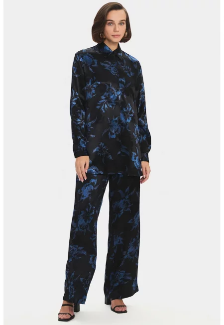Свободна риза и панталон - Черен/Син