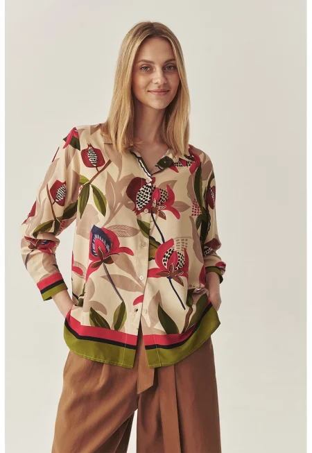 Свободна риза с шарка - Червен/Кафяв/Бежов