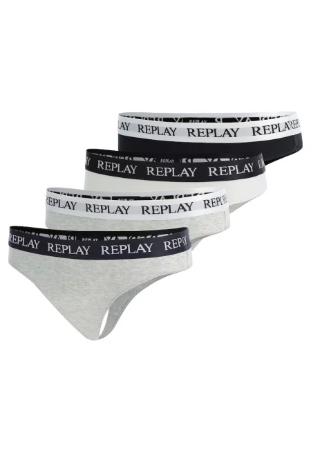 Танга с лого - 4 чифта - Бял/Черен/Сив