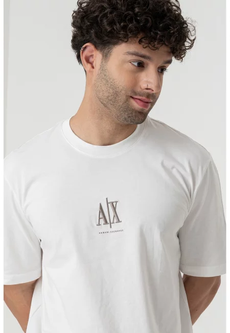 Тениска с лого - Светло кафяво/Мръснобял