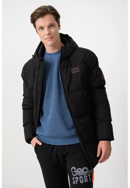 Зимно яке Bob с качулка - Черен