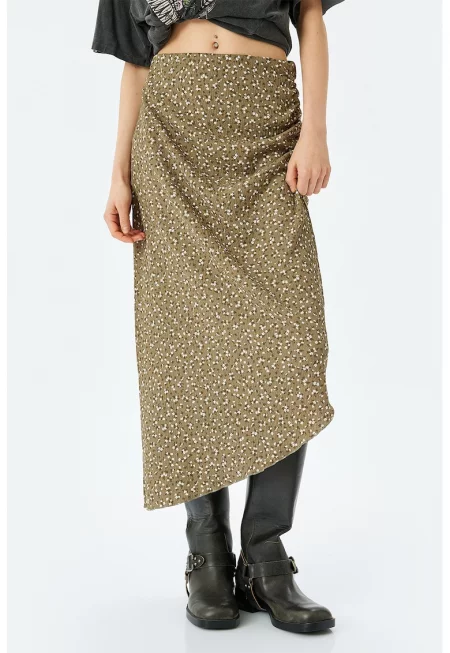 Асиметрична пола с флорален десен