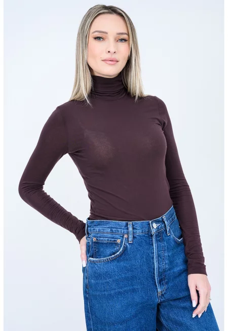 Блуза Pascale с лиосел с поло - Кафяв