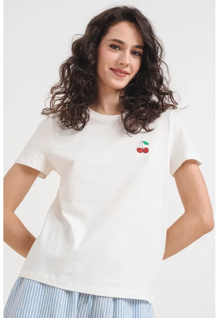 Бляскава тениска от органичен памук