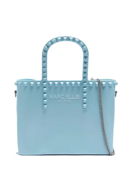 Чанта с отделяща се презрамка с верижка - Небесносин/Сребрист