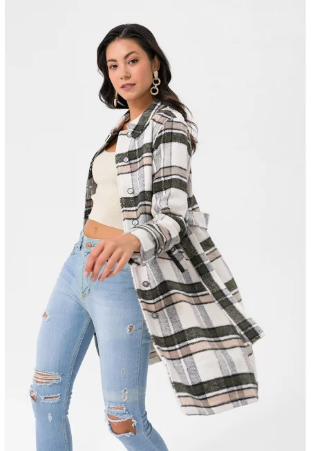 Дълго карирано яке тип риза Gloria