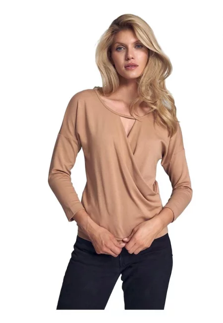 Дамска блуза 590219 -  Вискоза/Полиестер - Бежов