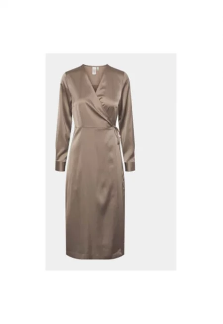Дамска рокля -  303481438 - Рециклиран полиестер/Полиестер - Бежов - Бежов