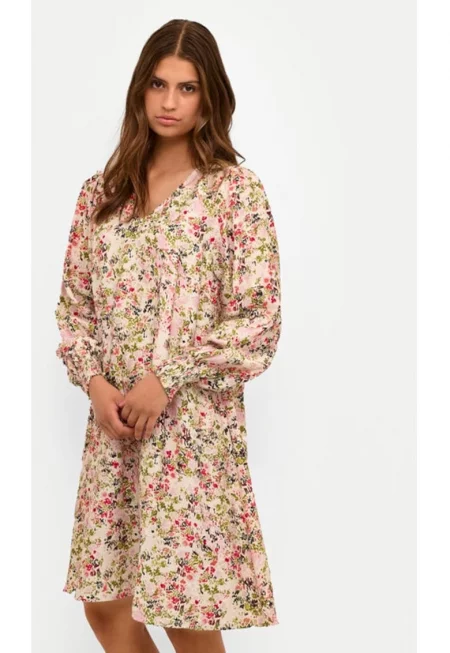 Дамска рокля - кафе - розов - вискоза