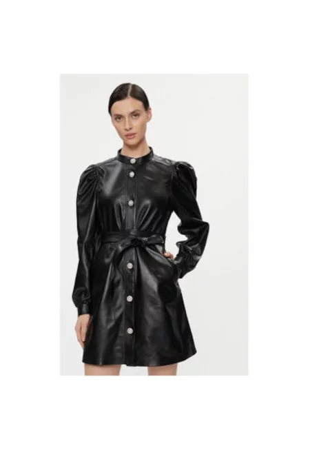 Дамска рокля - по поръчка - 302976454 - Естествена кожа - Черна - Черен