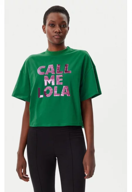 Дамска тениска -  305348432 - Памук - Зелен - Зелен